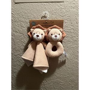 Dream Gro Lion Buddy Blankie & Rattle Set NEW Baby Set